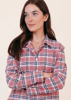 Woolacombe Check Pyjamas -Fashion Pajama Shop pink check brushed cotton pyjamas wc