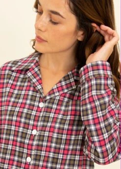 Raspberry Ripple Organic Pyjamas -Fashion Pajama Shop pink checked brushed cotton pyjamas rr2