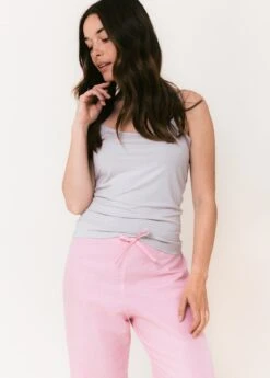 Pagham Pink Linen PJ Trousers -Fashion Pajama Shop pink linen pyjama bottoms pp