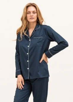 Blue Moon Pyjamas -Fashion Pajama Shop plain blue cotton womens pyjamas