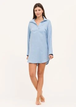 Blue Cashmere Luxury Nightshirt 11 Blue Cashmere Luxury Nightshirt -Fashion Pajama Shop plain blue nightshirt