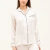 Ivory Silk Pyjamas -Fashion Pajama Shop plain silk pyjamas iv
