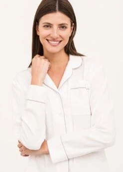 Pearl White Pyjamas -Fashion Pajama Shop plain white brushed cotton pyjamas