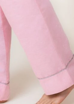Pagham Pink Linen PJ Trousers -Fashion Pajama Shop quality linen pyjama bottoms pp