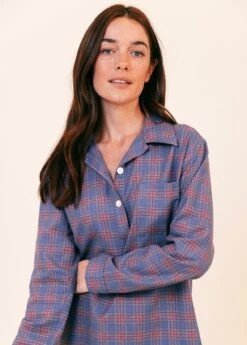 Dorney Check Wool Blend Nightshirt -Fashion Pajama Shop quality nightshirt dc
