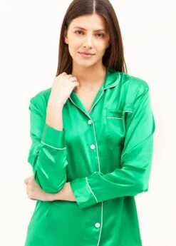 Emerald Green Silk Pyjamas -Fashion Pajama Shop quality silk pyjamas eg