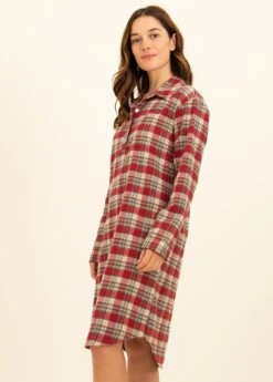 Fashion Pajama Shop -Fashion Pajama Shop red check cotton nightshirt js