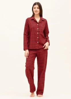 Carnaby Check Pyjamas -Fashion Pajama Shop red check pyjamas cc