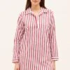 Melrose Stripe Nightshirt -Fashion Pajama Shop red white stripe nightshirt ms