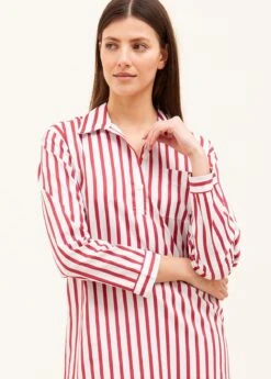Melrose Stripe Nightshirt -Fashion Pajama Shop saten stripe nightshirt ms