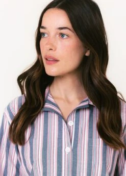 Southsea Stripe Tencel Nightshirt -Fashion Pajama Shop tencel cotton blend womens nightshirt ss