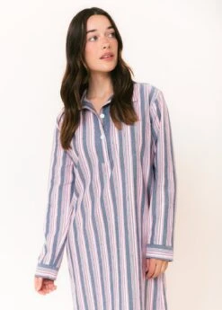 Southsea Stripe Tencel Nightshirt -Fashion Pajama Shop tencel womens nightshirt ss