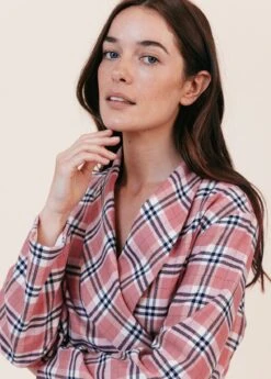 Woolacombe Check Dressing Gown -Fashion Pajama Shop uk made dressing gown w