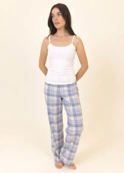 Luskentyre Check Wool Blend PJ Trousers -Fashion Pajama Shop warm blue pj bottoms lc2