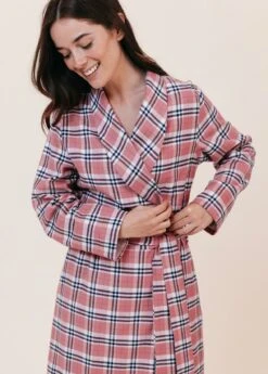 Woolacombe Check Dressing Gown -Fashion Pajama Shop warm brushed cotton dressing gown w