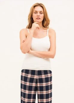 Tummel Check PJ Trousers -Fashion Pajama Shop womens blue check pyjama bottoms tc