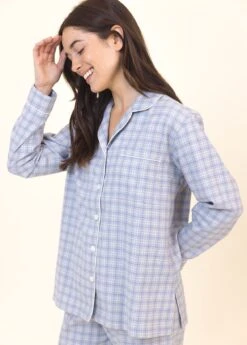 Sandwood Check Wool Blend Pyjamas 10 Sandwood Check Wool Blend Pyjamas -Fashion Pajama Shop womens blue wool pyjamas sc2