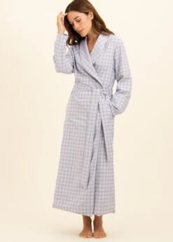 Sandwood Check Wool Blend Dressing Gown -Fashion Pajama Shop womens british made dressing gown sc