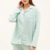 Lavant Green Stripe Pyjamas -Fashion Pajama Shop womens green striped pyjamas lg 2