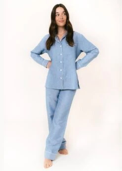 Brighton Blue Linen Pyjamas -Fashion Pajama Shop womens linen blend pyjamas bb
