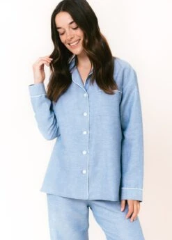 Brighton Blue Linen Pyjamas -Fashion Pajama Shop womens linen pyjamas bb