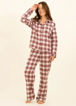 Brancaster Check Wool Blend Pyjamas -Fashion Pajama Shop womens luxury check pyjamas bc2
