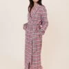 Woolacombe Check Dressing Gown 1 Woolacombe Check Dressing Gown -Fashion Pajama Shop womens pink check dressing gown w