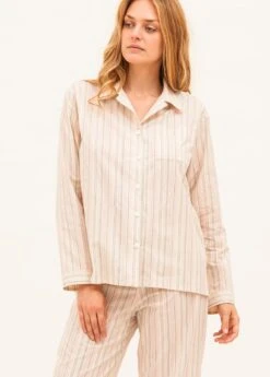Blush Pink Stripe Pyjamas -Fashion Pajama Shop womens pink stripe pyjamas bp
