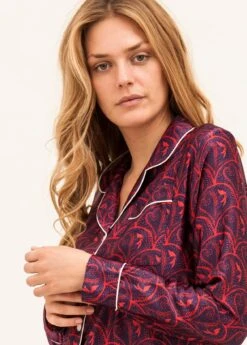 Lovebird Silk Pyjamas -Fashion Pajama Shop womens piped silk pyjamas lb 3