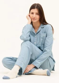 Burford Blue Pyjamas -Fashion Pajama Shop womens plain blue pyjamas bb