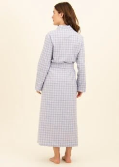 Sandwood Check Wool Blend Dressing Gown -Fashion Pajama Shop womens quality dressing gown sc