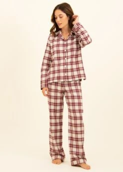 Brancaster Check Wool Blend Pyjamas -Fashion Pajama Shop womens red check pyjamas bc2
