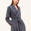 Tobermory Check Wool Blend Dressing Gown -Fashion Pajama Shop womens wool blend dressing gown tc
