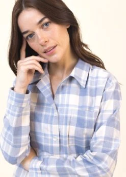 Luskentyre Check Wool Blend Pyjamas -Fashion Pajama Shop womens wool cotton blend pyjamas lc3