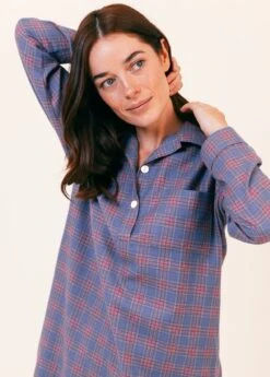 Dorney Check Wool Blend Nightshirt -Fashion Pajama Shop womens wool nightshirt dc