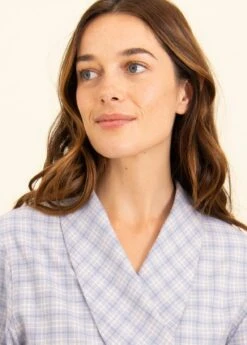 Sandwood Check Wool Blend Dressing Gown -Fashion Pajama Shop wool dressing gown sc